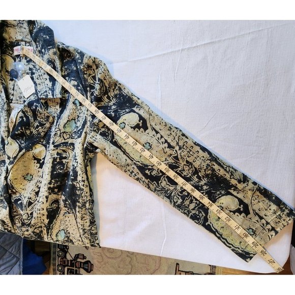 Free People Printed Maxi Duster Women's Oversize Medium Pockets Black/Tan New - Picture 10 of 13